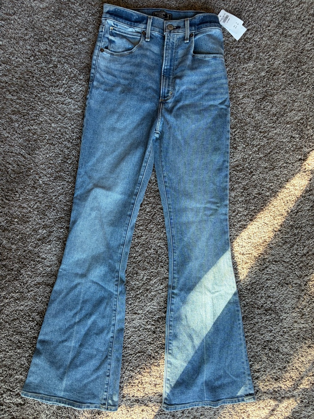 Abercrombie & Fitch Medium Blue High-Rise Flare Jeans- 2 Short